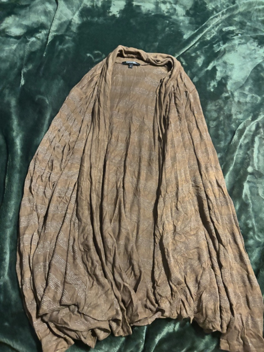 George Metallic Brown Open-Front Cardigan